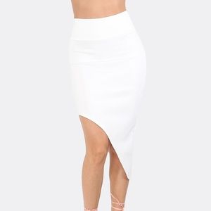 Curved Hem Skirt High Waist High low Pencil Skirt